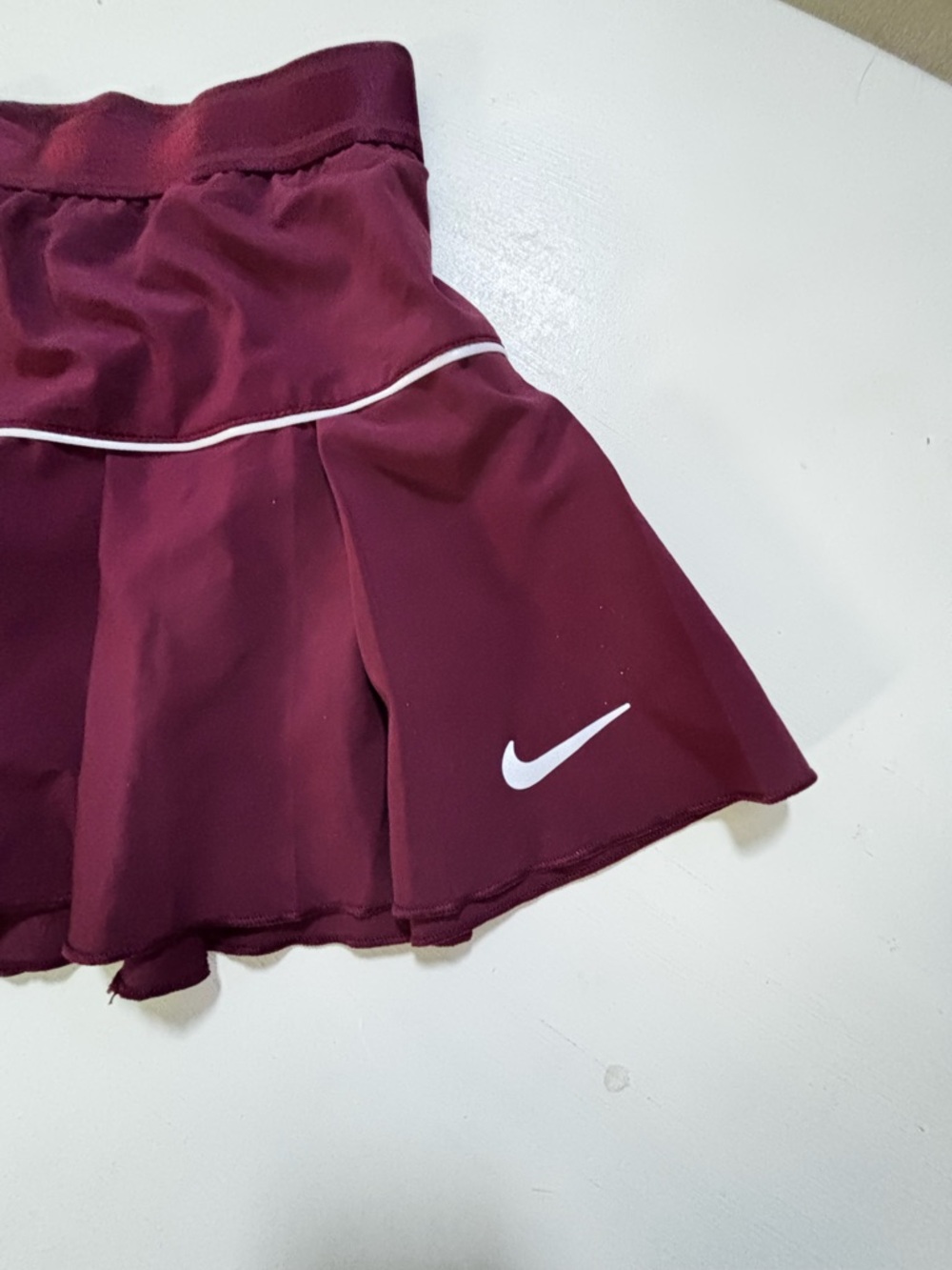 Nike Tennis Skirt, Maroon with White Piping, XS - Picture 2 of 6